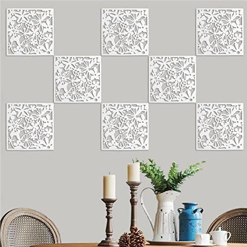 Zoegneer Hängender Paravent mit geschnitzten Mustern, Raumteiler, zum Aufhängen, für Zuhause, Hotel, Büro, Bar, Dekoration, 12 Stück, weiß