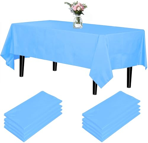 Newthinking Einweg Party Tischdecken, Rechteckig, 137 x 274 cm, 4 Stück, Kunststoff-Tischdecke für Party, Hochzeit, Grillen,Picknick, Weihnachten (Blau)