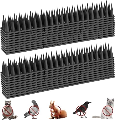 Pinchos Antipalomas 5.7 Metros, Pinchos Anti Gatos, Auyentador de Gatos Plástico, Ahuyentador Palomas, Ahuyentador Gatos para Balcon Terraza Ventana Cercas - 20 Pcs Negro