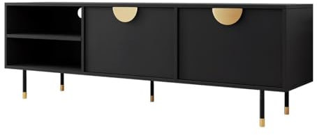 Comfivo Meuble TV N105 Stratifié Noir Or