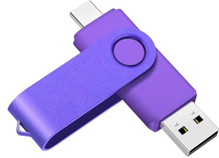 Yaxiny Clé USB C 16 Go 1 Pièce, Clé USB C OTG, Clé USB 2.0 et USB C, Clé USB de Type C pour Smartphone Android USB A+USB C Métal Violet