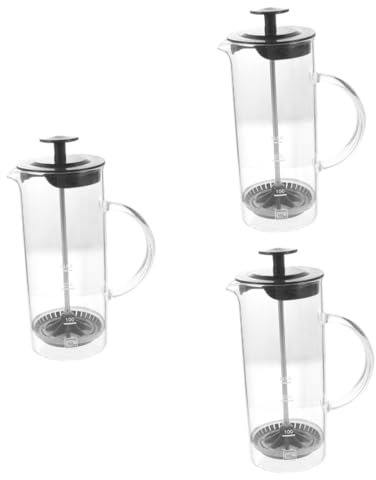 ANSNOW Cafetera de Oficina Vaporera de Leche Cafetera Manual Batidor de Huevos Espumador de Leche Jura Espumador de Leche Trave Botella de Maquillaje Mezclador de Crema Exprimidor Vidrio con Escala