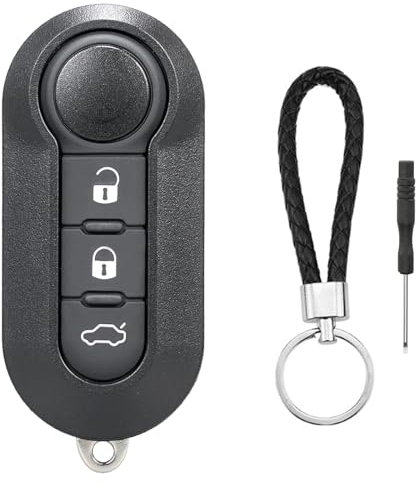 ZIGefofo Coque de Clé Voiture pour Fiat 500L 500 500C Ducato Doblo Panda Punto Evo Lancia Delta Grande Bravo Fiorino Qubo Scudo Stilo 3 Boutons Télécommande Boîtier Clef avec Porte-Clés