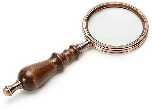Lupen, pädagogische Hobbylupen, Klassische Vintage- und Elegante Handlupe für Kinder/Studenten/Senioren/Sehbehinderte, Leselupe, Holzgriff, Metallrahmen Friendship and Virtue