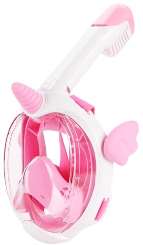 Vitare Masque de Plongée Enfants, Masque Tuba Intégral avec Vue Panoramique à 180°, Anti-buée et Anti-Fuite Masque de Snorkeling Piscine - Rose Licorne XS