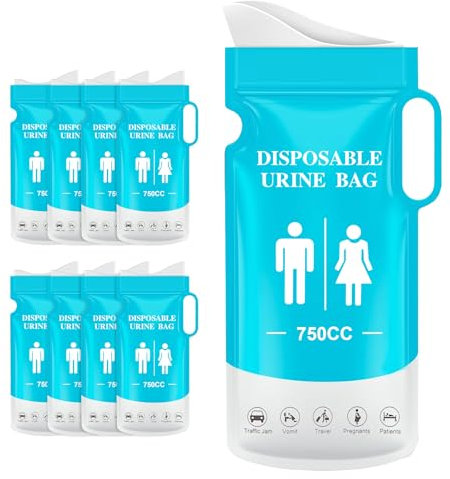 koliprnt Urinbeutel für Unterwegs 750ml Pack of 8， Pinkelhilfe für Frauen Einweg，Urinflaschen für Männer， Wee Pee Bag for On The Go, Camping, Travel, Car Travel, Outdoor