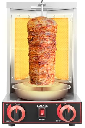 Barbecue vertical Döner 3000 W : barbecue électrique à kebab en acier inoxydable, barbecue gyroscopique à gaz, barbecue vertical pour gyros, kebab et plus encore