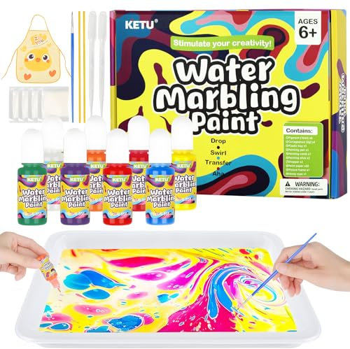 Kinder Wasser Marmorierfarbe 8 Farben Set Wasser Topiary Water Marbling Paint Mädchen und Jungen Handwerk Magie Marmorierfarbe Kunst Kits Aktivität Requisiten, ideale Geschenke für 6 bis 12 Jahre Alt