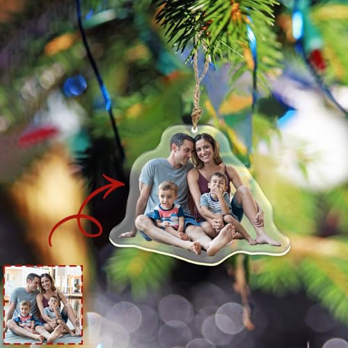 Personalisierte Christbaumkugeln Kunststoff,Weihnachtskugeln Aus Acryl mit Foto,Hängender Christbaumanhänger, Familie und Freunde