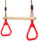 Leogreen Kinder Holz Trapeze Schaukel mit Kunststoff Turnringe, Aufhängen belastbar bis 150KG, Schaukel Outdoor Kinder, Kinderholz Trapeze Schaukel für Garten Indoor Outdoor, Rot