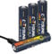 Lot de 4 piles rechargeables AAA USB Lithium Triple A - 1,5 V - Avec câble de charge 4 en 1 - Charge rapide en 60 minutes - Haute puissance - 1100 mWh - Pour télécommandes et jouets