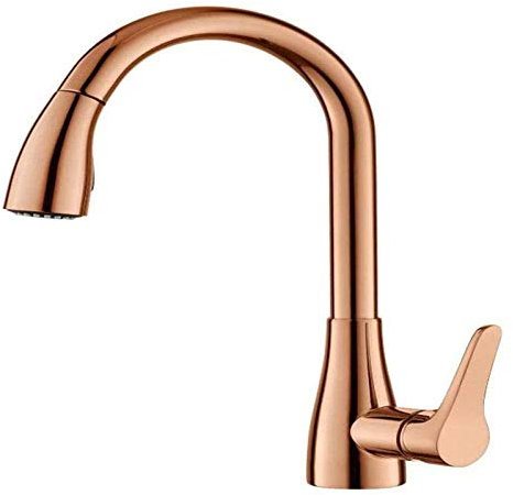 Sink Faucet Kitchen Faucet Pull Out Spout Kitchen Basin Faucet Brass Sink Tap Single Lever Single Hole Hot Cold Mixer tap Rotate Golden(Rose Gold)