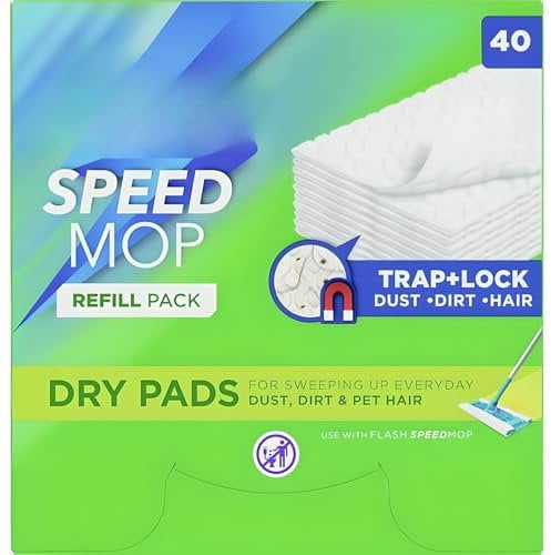 AMK® Flash Speedmop Dry Refill Pads Pack of 40 Speed Mop Traps and Locks Dust Hair & Dirt Everyday Sweeping Suitable For Shedding Pets