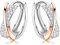 Creolen Silber 925 Mit Zirkonia für Damen Mädchen - Klein Huggie Schlafen Knorpel Ohrringe 10mm (Silber-Rosegold)