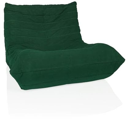 hjh LIVING Sitzsack Bodensofa mit Rückenlehne SITZOLO Bequemer Bodenstuhl Sessel für Schlafzimmer Wohnzimmer, Cord-Stoff Dunkelgrün