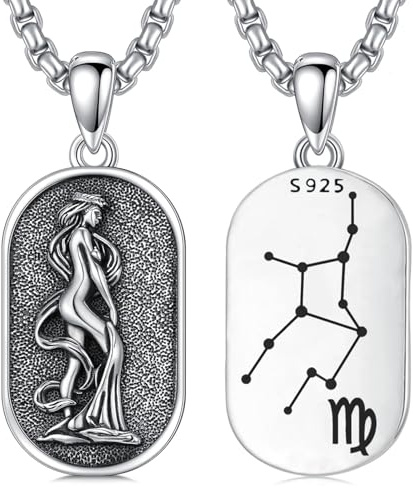 enjoylifecreative Sternzeichen Jungfrau Halskette für Herren Damen 925 Sterling Silber Virgo Sternbilder Horoskop Anhänger Kette Schmuck Geschenke für Männer Frauen