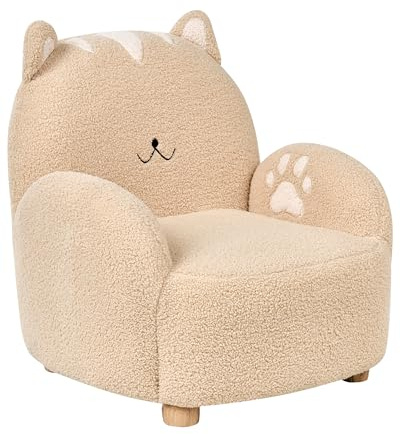 Kindersessel Katzen Form aus Bouclé beige gepolstert für Kinderzimmer Zoar