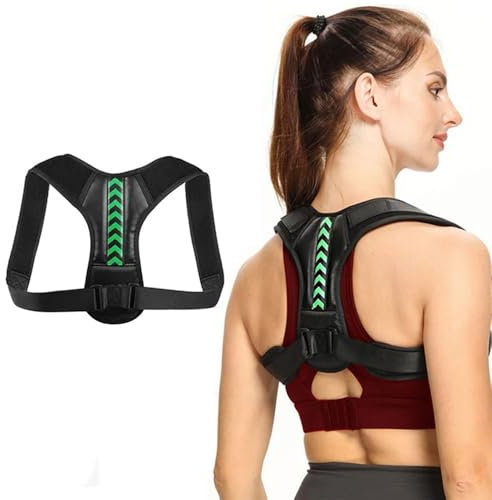 XFSRG Rücken Geradehalter Haltung Korrektur Back Posture Corrector Rückenstützgürtel für Nacken Lendenwirbelstütze Rücken Schulter Verbesserung der Körperhaltung Schmerzlinderung(Schwarz GrüN,S)