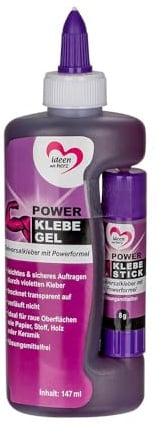 Ideen mit Herz Power Kleber | Flüssigkleber und Klebestift in einem | lösungsmittelfrei | trocknet transparent | ideal für Holz, Papier, Fotos, Pappe, Textilien, Keramik