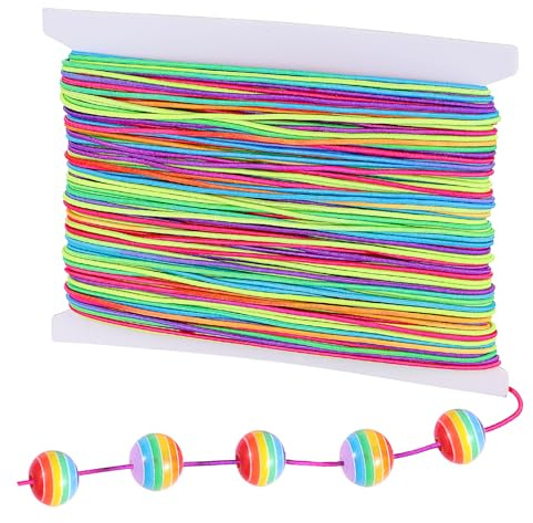 40m Gummiband für Armbänder, 1mm Bunt Elastische Faden Perlenschnur Gummischnur Schmuckherstellung Bastelschnur Regenbogen Farbe Schmuckfaden für DIY Armbänder Perlen Halskette