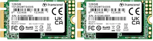 Transcend 128GB MTS430S M.2 2242 SATA III 6Gb/s interne SSD 3D TLC NAND mit DRAM Cache - TS128GMTS430S (Packung mit 2)