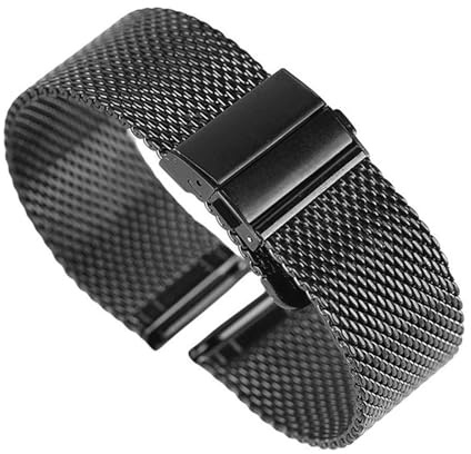 Yeenano Cinturino Nero per Orologio da 22 mm, Bracciale per Orologio, Cinturino in Metallo per Orologi, Cinturino in Acciaio Inox a Maglia con Sgancio Rapido, Cinturini per Smartwatch, Cinturino in