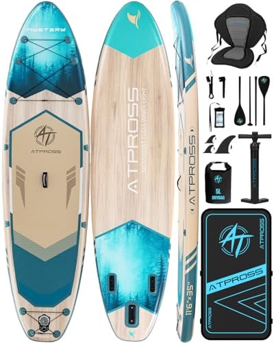 ATPROSS Tavola SUP, 350x85cm Stand Up Paddle Extra Largo per 2 Persone | Extra breit, reichhaltigem Zubehör, Allrounder,rutschfestes Eva-Deck, stabiles SUP Board für Anfänger, Familien & Touren