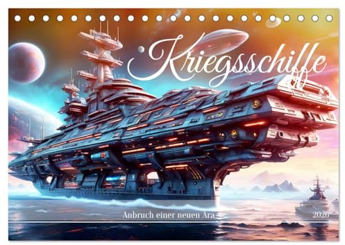 Kriegsschiffe Anbruch einer neuen Ära (Tischkalender 2026 DIN A5 quer), CALVENDO Monatskalender: Futuristische Schönheit der Kriegsschiffe von morgen. (CALVENDO Technologie)