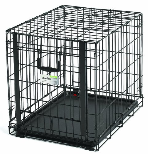 MidWest Homes for Pets - Jaula Small Ovation patentada de 61 cm para perros, de una puerta, plegable para ahorrar espacio, bandeja antifugas, panel divisor, color negro