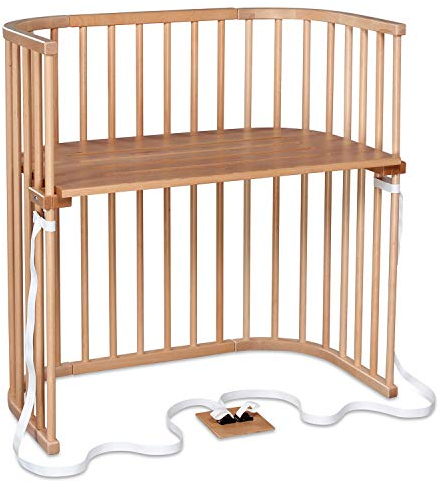 babybay Boxspring Beistellbett aus massivem Buchenholz / kompakt & verwandelbar / Kinderbett Höhe stufenlos verstellbar & umweltfreundlich / mitwachsendes Babybett (natur lackiert)