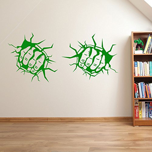 Incredible Hulk Marvel Superhero Kinder Hände Wand Dekorationen Fenster Aufkleber Wall Decor Sticker Wall Art Aufkleber Sticker Wand Aufkleber Aufkleber Wandbild Décor DIY Deco Abnehmbare Wandaufkleber Colorful Aufkleber, Vinyl, 11 - Green, Small Set 25cm (W) each Hand