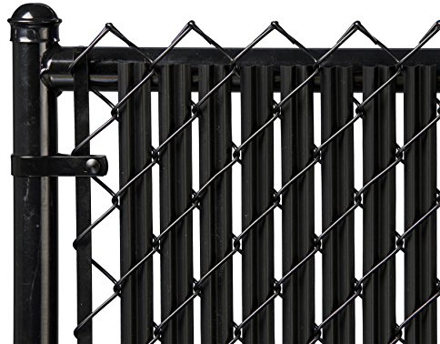 Proudly Made in The USA! - Ridged Slat Single Wall Bottom Locking Slat Depot Privacy Slat for 3', 4', 5', 6', 7' and 8' Chain Link Fence (7ft, Black)