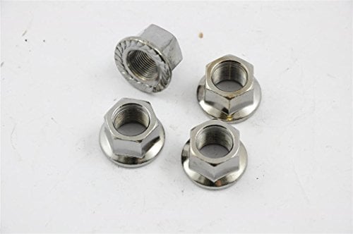bankrupt_bike_parts SET OF 4 BMX FREESTYLE 14mm AXLE WHEEL NUTS, TWO PAIRS FLANGED NUTS HEAVY DUTY CHROME BARGAIN