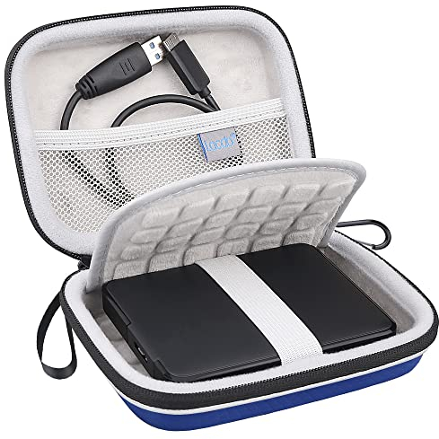 Lacdo Funda para Disco Duro Externo 2.5 Adecuado para Basic/Expansion/Game Drive/Portable Drive, WD Elements/My Passport HDD 1TB 2TB 3TB 4TB 5TB Antigolpes Impermeable Estuche rígido, Azul