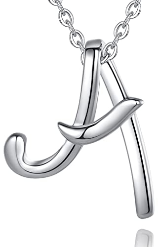 EUDORA Harmony Ball Kette mit Buchstaben A für Damen Sterling Silber 925, Halskette mit Anfang Buchstaben A Kette mit Namen Alphabet Initialen Anhänger Schmuck Geschenk für Frauen Mama Freundin, 45CM