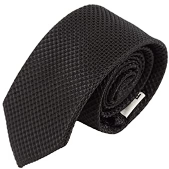 PB Pietro Baldini Krawatte schmal mit Diamanten Struktur - Elegante handgefertigte Krawatte für Herren aus Mikrofaser - 150 x 7 cm - schwarz