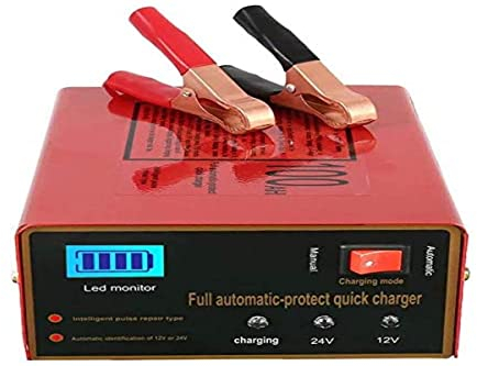 12V/24V Chargeur de Batterie pour Voiture Intelligent Automatique Mainteneur, au Lithium, Plomb Acide Batterie, 140W 6Ah à 105Ah, avec LED écran