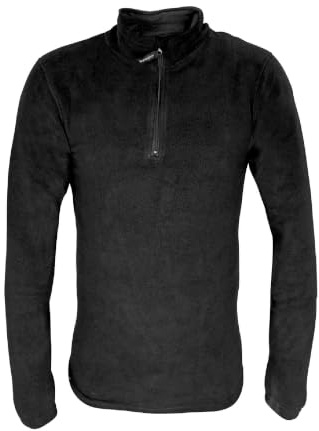 HEAT HOLDERS - Mens Warm 1/4 Zip Thermal Microfleece Base Layer Long Sleeve Top (Large (42-44 Chest), Microfleece) Black