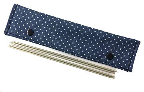 Nadelgarage/Needle Safe/Nadeltasche - für Nadelspiel 20cm - Jeans Punkte - dunkelblau