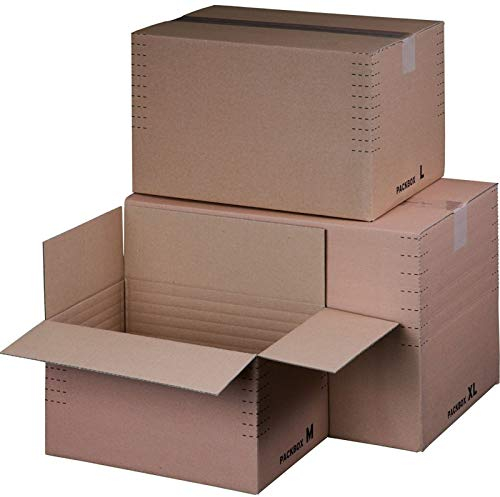 KK Verpackungen® Höhenvariabler Versandkarton mit Automatikboden | 520 Stück, DIN A3+, 475 x 310 x 155-300 mm | Portooptimierter Faltkarton mit Blitzboden & Höhenriller