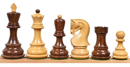 RoyalChessMall -3.9 Russian Zagreb 59' Chess Pieces only Set - Golden Rosewood and Boxwood