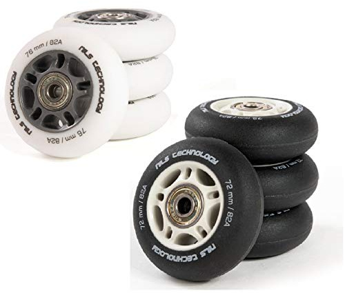 NILS Inliner Rollen mit Kugellager Set 4 Stück PU Räder ABEC 9 Lager 64-80mm (Schwarz, 64mm)