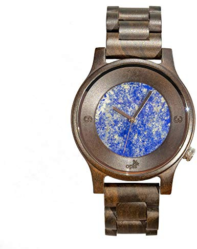 Opis UR-M4 Herrenuhr aus Holz und Stein (Schwarzes Sandelholz/Lapis Lazuli)