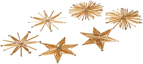 Rayher 46539505 Strohsterne zum Hängen, 11 cm ø, natur, 20 Stück, 4 Sorten, Christbaumschmuck aus Stroh