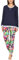 Merry Style Damen Lang Zweiteiliger Schlafanzug aus Baumwolle Pyjama Set Winter MS10-168 (Marineblau Tanzen, XL)