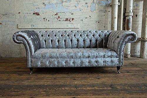 jvmoebel Chesterfield Sofa 3 Sitzer Couch Design Braun Polster Sitz Garnitur Leder Textil