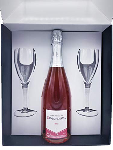 Coffret Champagne AOC Rosé 75cl + 2 flûtes - Direct Producteur