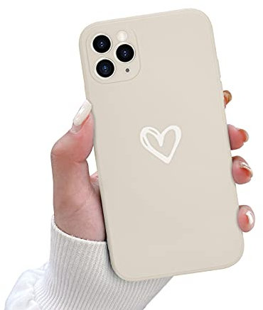 Newseego Soft Liquid Silicone Case Compatible with iPhone 11 Pro Max,Fashion Simple Heart Design Shell Case for iPhone 11 Pro Max Thin Protective Back Cover Case for iPhone 11 Pro Max for Women-White