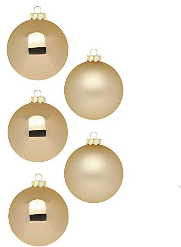 Inge Glas Magic Weihnachtskugeln klein | 36 Kugeln 4cm | Christbaumkugeln aus Glas (Brokatgold | Gold matt/Glanz)