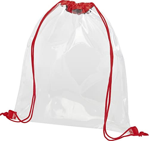 sin4sey Rucksack Sportbeutel transparent mit Kordel Tasche Gymsac (Rot)